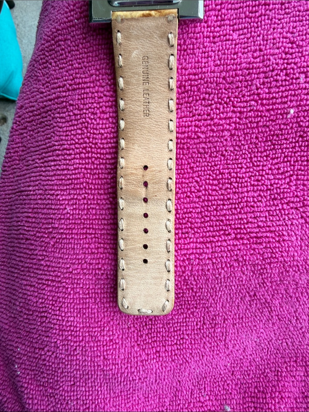 Chico's Square Face Watch with Tan Leather Strap and Blue Hands - Picture 5 of 7